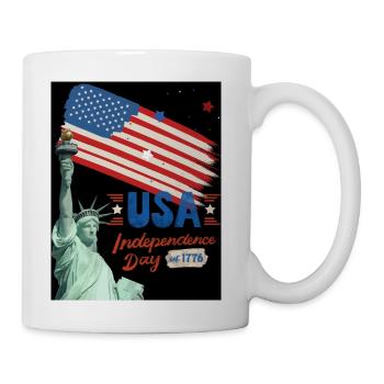 USA Independence Day Brush Flag - Coffee/Tea Mug - white - Right