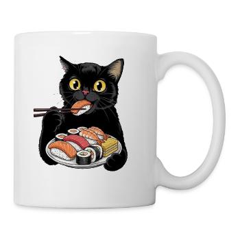 Midnight Sushi Cat Feast - Coffee/Tea Mug - white - Right