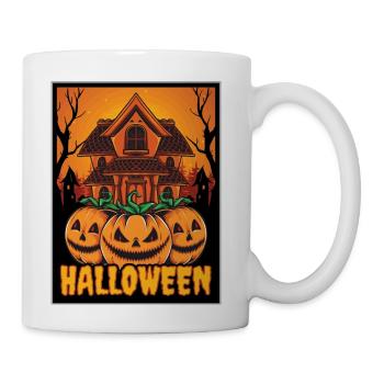 Halloween Haunted House Pumpkin Illustration - Coffee/Tea Mug - white - Right