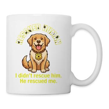 Rescued Human, He Rescued Me Dog Tee - Coffee/Tea Mug - white - Right