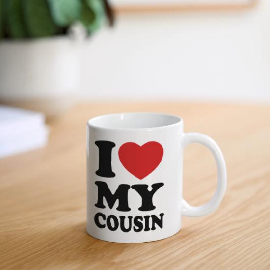 I Love My Cousin Heart Novelty Coffee Mug - Funny Ceramic Mug 11oz, Dishwasher Safe Gift For Cousin - View #2