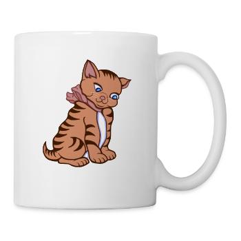 Cute Orange Tabby Kitten with Bow - Coffee/Tea Mug - white - Right