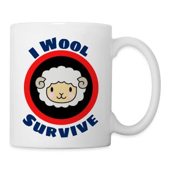 I Wool Survive Cute Sheep Pun - Coffee/Tea Mug - white - Right