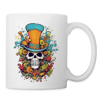 Skull Ting The Town With Some Colorful Graffiti - Coffee/Tea Mug - white - Right