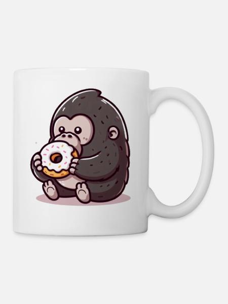 Donut-eating gorilla - Coffee/Tea Mug - white