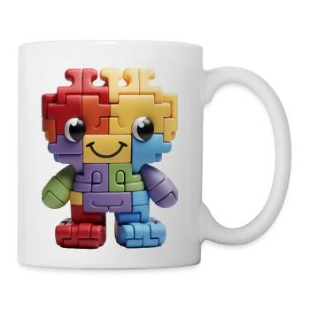 A charming kawaii style crochet puzzle piece - Coffee/Tea Mug - white - Right