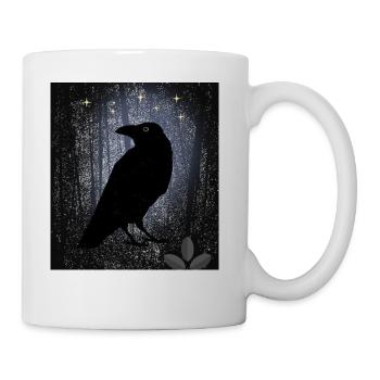 Gothic style raven moonlight fire - Coffee/Tea Mug - white - Right
