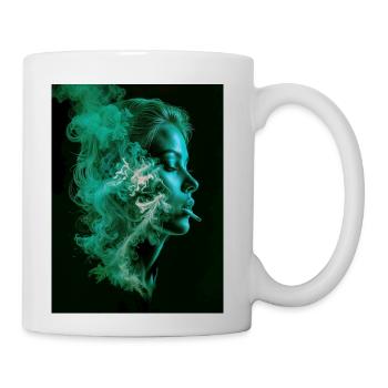 Smoking girl - Coffee/Tea Mug - white - Right