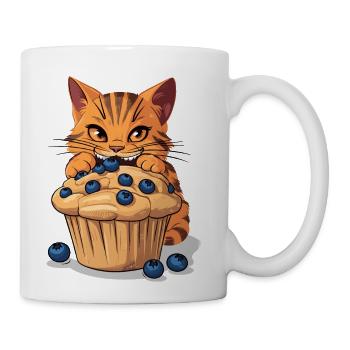 Orange Tabby Cat With Blueberry Muffin - Coffee/Tea Mug - white - Right