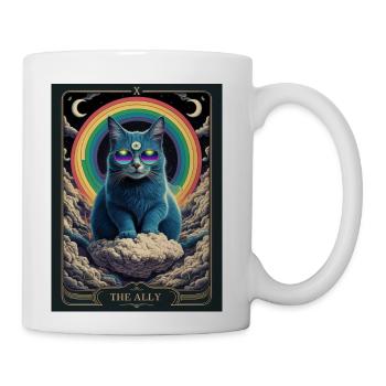 tarot card the alley blue cat rainbow sunglasses - Coffee/Tea Mug - white - Right