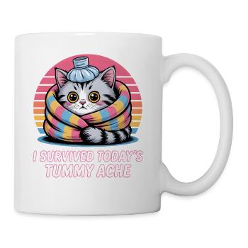 I Survived Today’s Tummy Ache Cat - Coffee/Tea Mug - white - Right