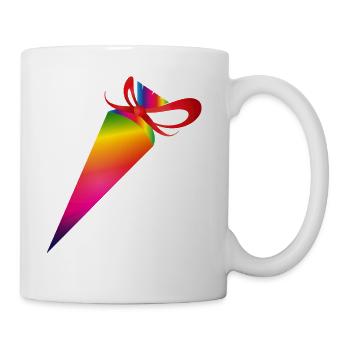 Colorful school cone with a red bow - Coffee/Tea Mug - white - Right