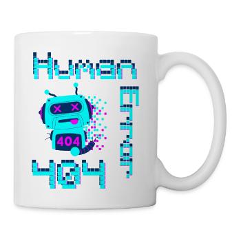 Human Error 404 – Glitchy Robot Design - Coffee/Tea Mug - white - Right