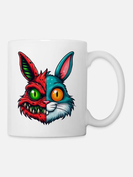 Split Beast Rabbit Duality - Coffee/Tea Mug - white