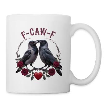 Funny Crow F-CAW-F Goth Valentine's Day T-Shirt - Coffee/Tea Mug - white - Right