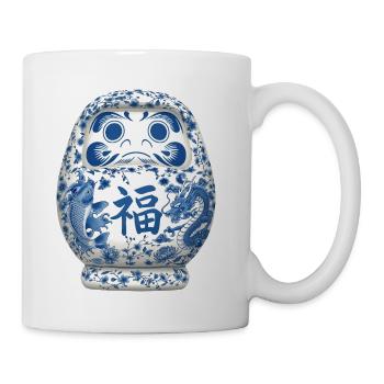 Blue Daruma - Coffee/Tea Mug - white - Right