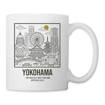 Yokohama Skyline Cityscape Tee - Coffee/Tea Mug - white - Right