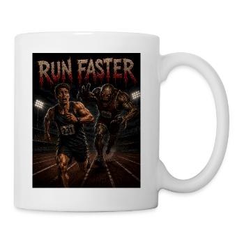 Run Faster - Horror Monster Race Funny Running - Coffee/Tea Mug - white - Right