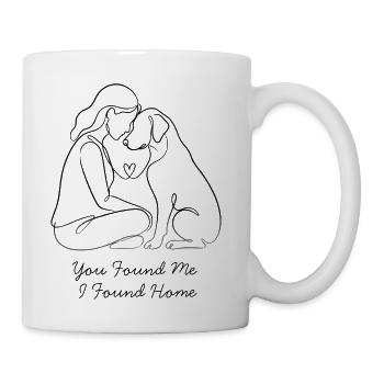 Woman and Dog Bond Line Art - Coffee/Tea Mug - white - Right