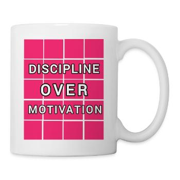 Discipline Over Motivation - Gym Workout T-Shirt - Coffee/Tea Mug - white - Right