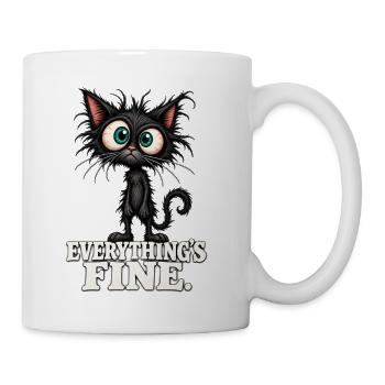 Everything’s Fine Cat - Coffee/Tea Mug - white - Right