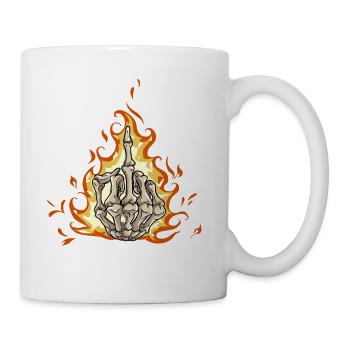 Burning middle finger - Coffee/Tea Mug - white - Right