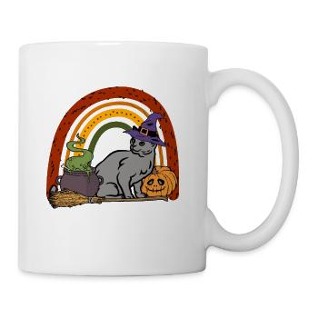 Russian Blue Halloween Cat - Coffee/Tea Mug - white - Right