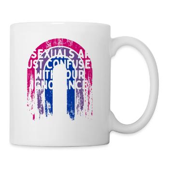 Confused with Your Ignorance Bisexual LGBTQ Bi - Coffee/Tea Mug - white - Right