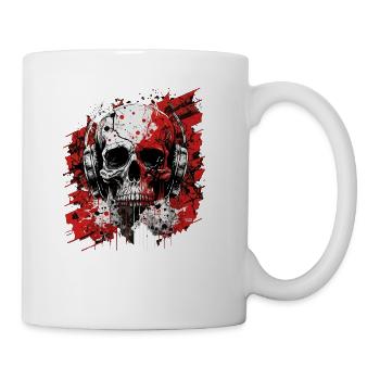 Zombie skull techno dj - Coffee/Tea Mug - white - Right