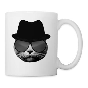 Blues Cat 2 Grayscale - Coffee/Tea Mug - white - Right
