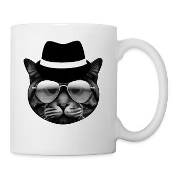 Blues Cat 5 Grayscale - Coffee/Tea Mug - white - Right