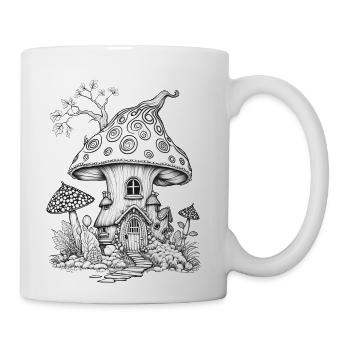 Cottagecore Mushroom House Goblincore - Coffee/Tea Mug - white - Right