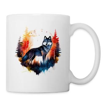 Wolf Pine Trees Full Moon - Coffee/Tea Mug - white - Right