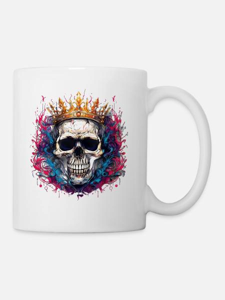 "Regal Rebellion: A Colorful Skull Crown" - Coffee/Tea Mug - white