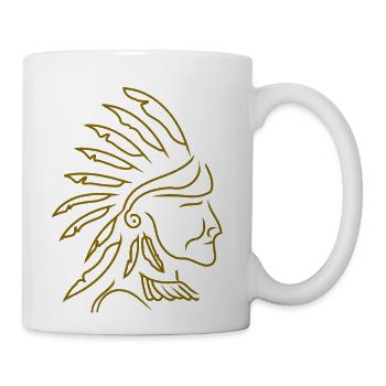 tribal warrior line art. bold heritage art - Coffee/Tea Mug - white - Right