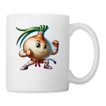 Fighting Onion Warrior – Karate Kicks and Crunch - Coffee/Tea Mug - white - Right
