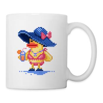 Pixelated Duck in Summer Beachwear - Coffee/Tea Mug - white - Right