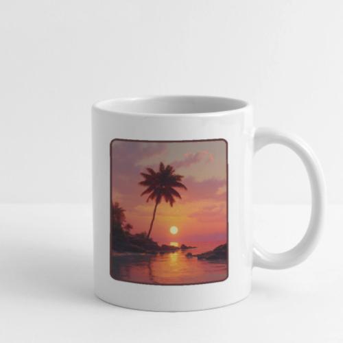 Tropical Beach Sunset Palm Design - Coffee/Tea Mug