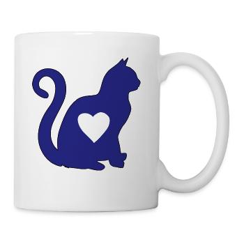 blue cat living without a cat is pointless - Coffee/Tea Mug - white - Right