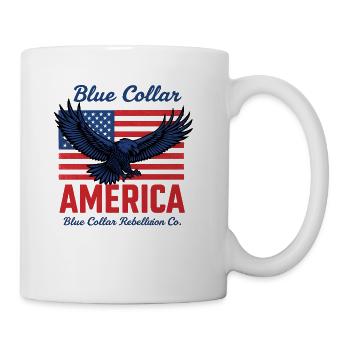 American Flag Bold Patriotic Eagle | Blue Collar - Coffee/Tea Mug - white - Right
