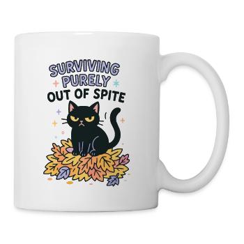 Surviving Purely Out Of Spite Sarcastic Black Cat  - Coffee/Tea Mug - white - Right