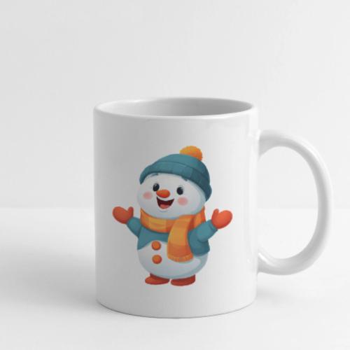 Joyful Cartoon Snowman with Winter Outfit - Coffee/Tea Mug