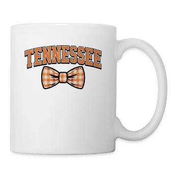 Preppy Tennessee Orange and White Checkerboard Bow - Coffee/Tea Mug - white - Right