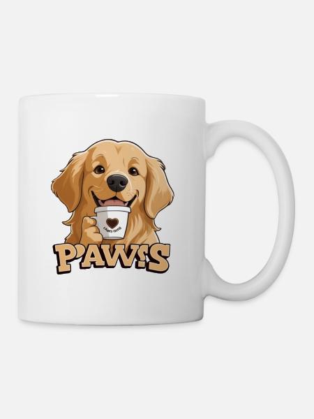Paws and Coffee Pup Charm - Coffee/Tea Mug - white