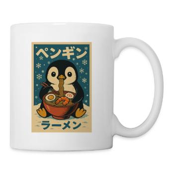 Cute Penguin Eating Ramen Winter Japanese Style - Coffee/Tea Mug - white - Right