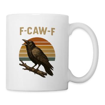 “F-CAW-F – Vintage Crow Design | Retro Sunset Rave - Coffee/Tea Mug - white - Right