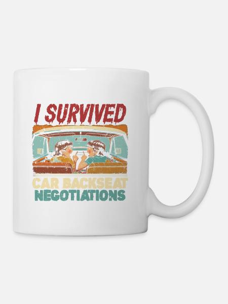 Siblings Brother Sister Car Backseat Negotiations - Coffee/Tea Mug - white