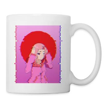 Glitch Aesthetic Anime Girl Digital Art Design - Coffee/Tea Mug - white - Right