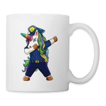 Dabbing Unicorn Police Dad Officer Father's Day Gi - Coffee/Tea Mug - white - Right