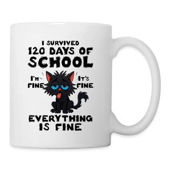I Survived 120 Days Of School 120th Day Cute Cat - Coffee/Tea Mug - white - Right